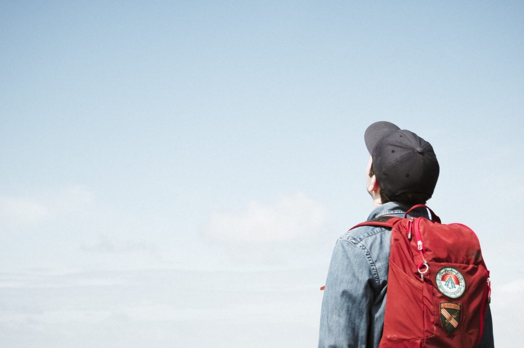 red backpack