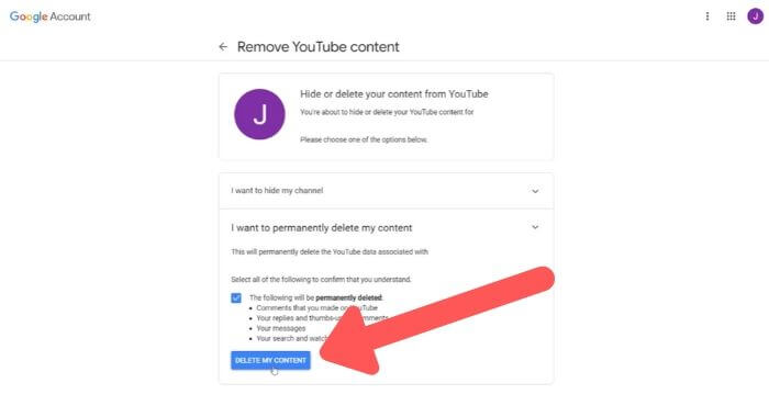 Delete My YouTube Content