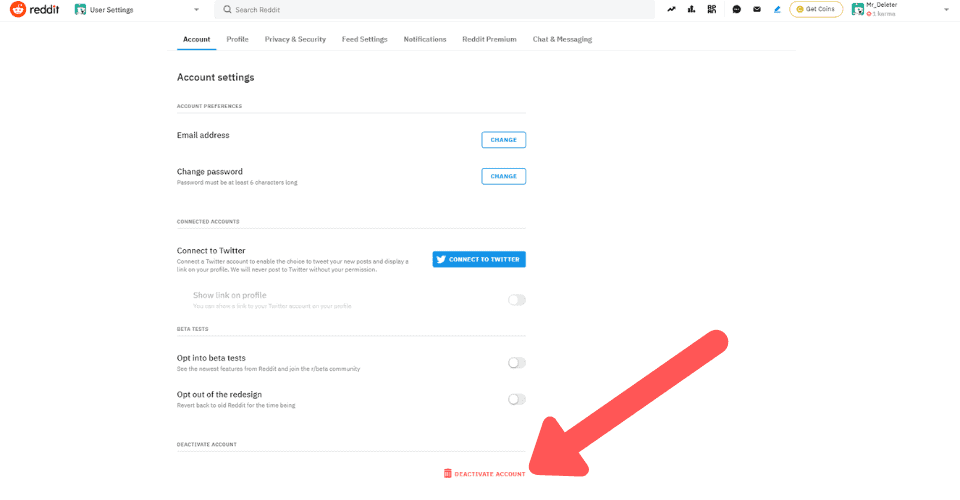 Reddit Account Settings