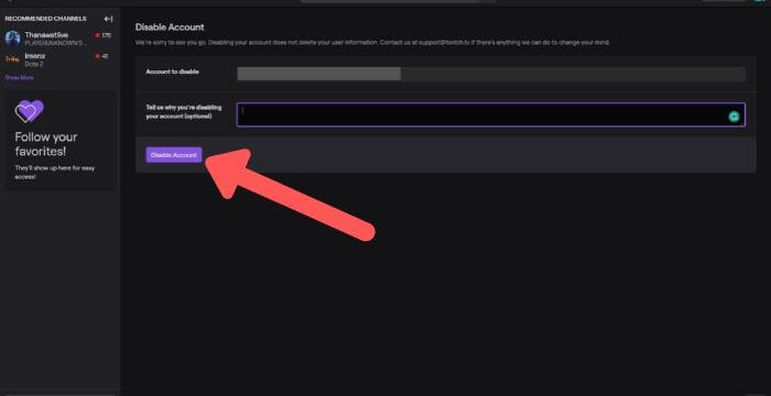 Twitch Account Deletion Confirmation