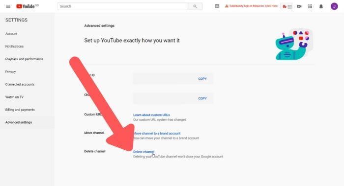 YouTube Delete Channel