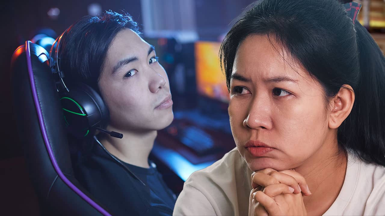 asian mom concerned about gamer