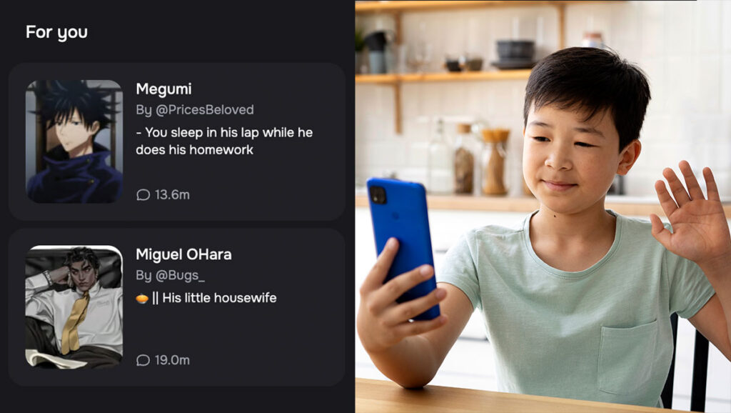 kid chatting with character ai