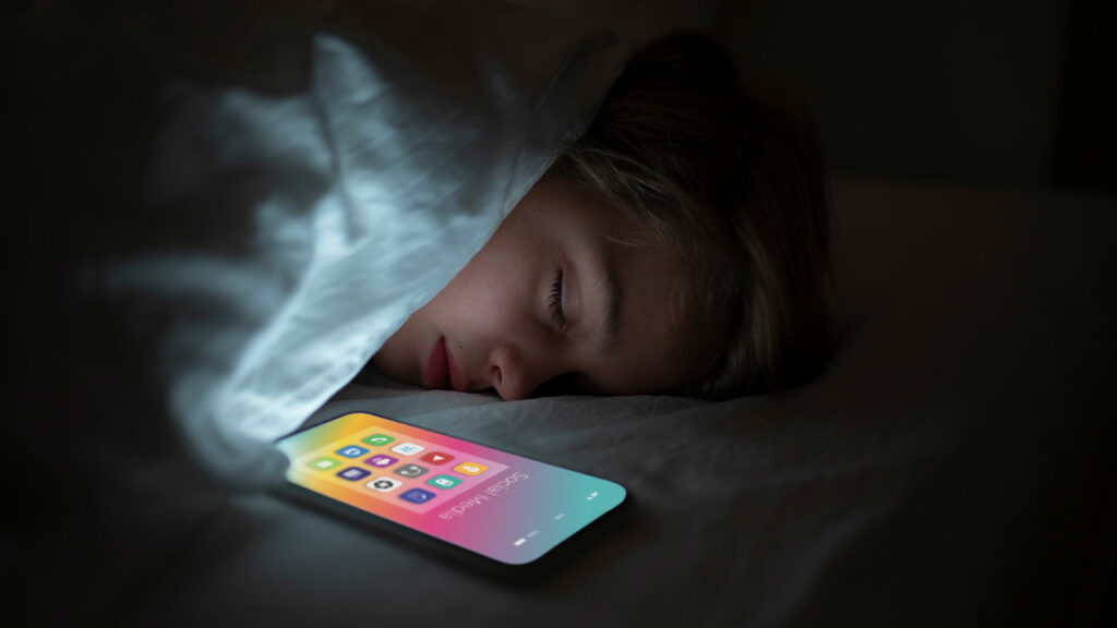 kid sleeping with smartphone