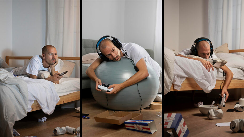 man addicted to gaming