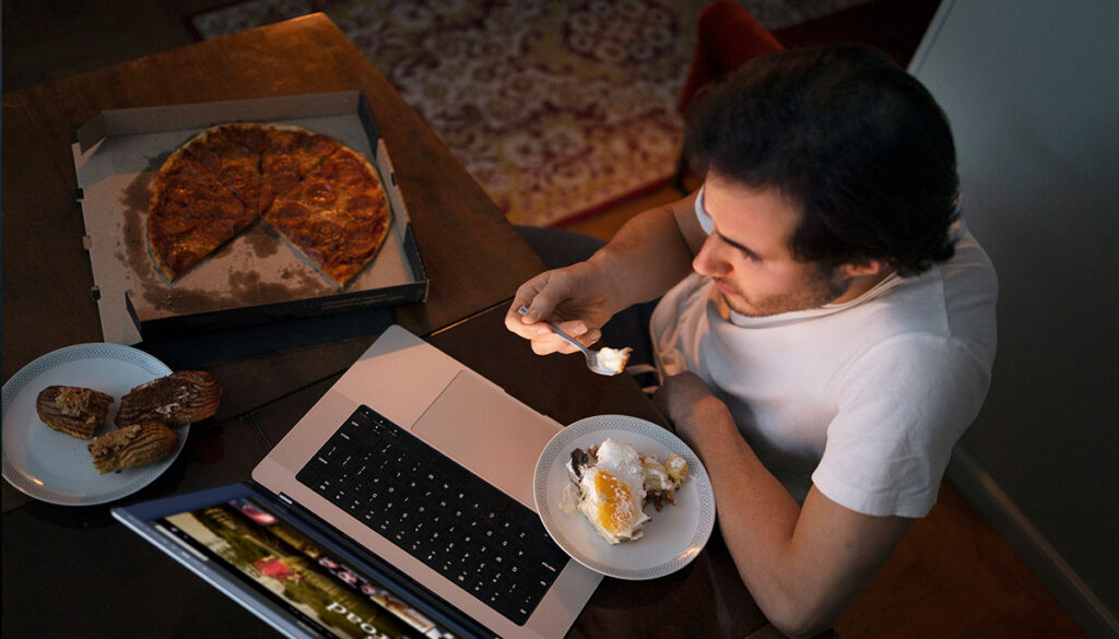 man eating alone