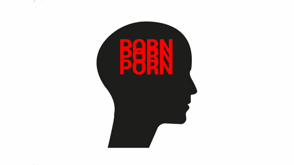 man with porn in head