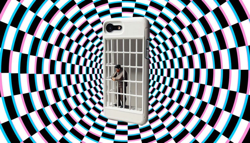 phone addiction cage