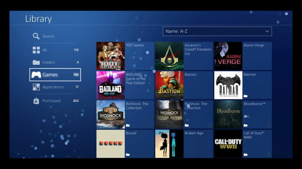 ps4 games library